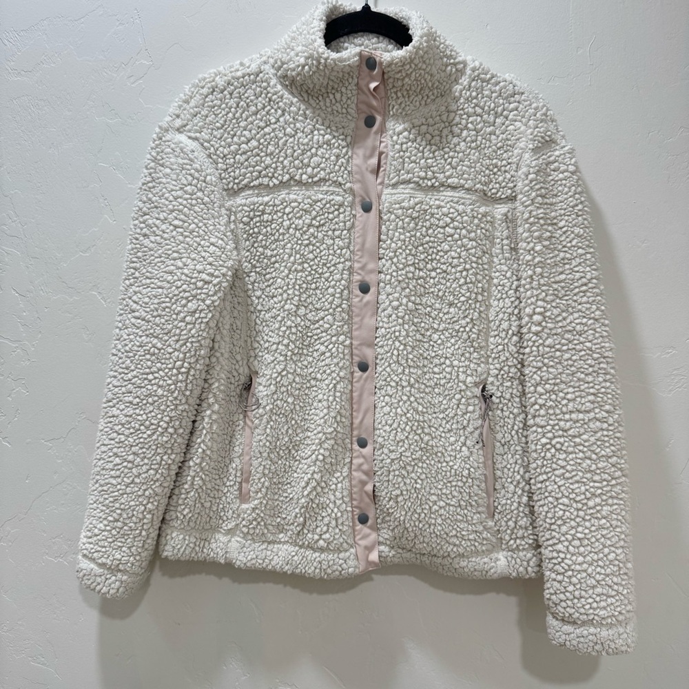 Title Nine Callitrix Fleece Sherpa Jacket Women's Small Off- White Warm Cozy - Picture 4 of 16